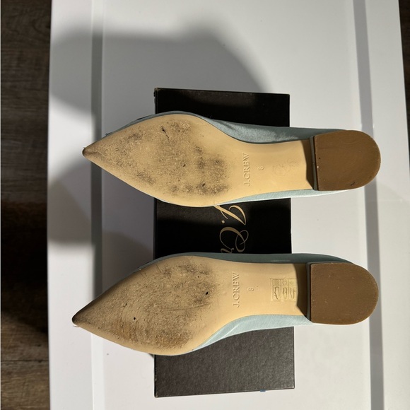 J. Crew Women's Black and Light Aqua Embroidered Flats - Picture 3 of 4